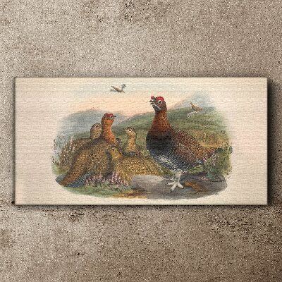 Canvas schilderij Een familie vogels in hun natuurlijke habitat