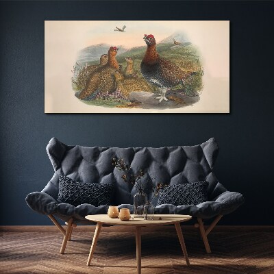 Canvas schilderij Een familie vogels in hun natuurlijke habitat