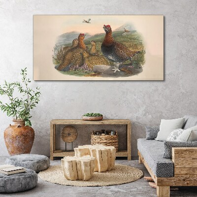 Canvas schilderij Een familie vogels in hun natuurlijke habitat