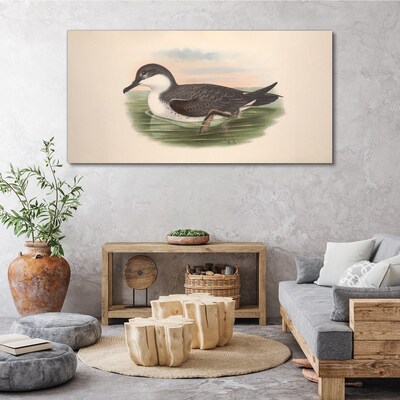 Foto op canvas Een vogel op een waterachtergrond