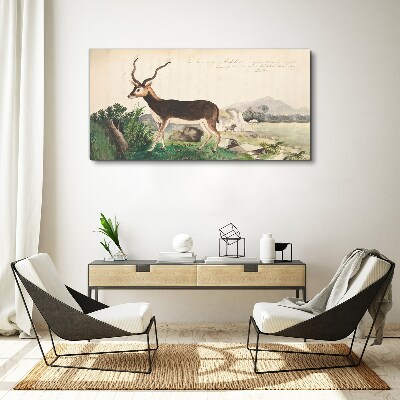 Canvas schilderij Antilope tegen het landschap