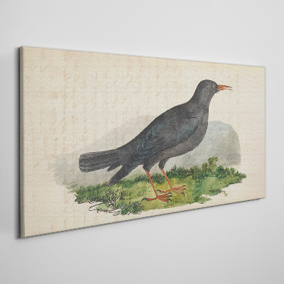 Canvas schilderij Een vogel op een groene achtergrond