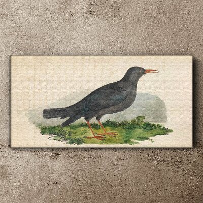 Canvas schilderij Een vogel op een groene achtergrond