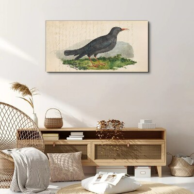 Canvas schilderij Een vogel op een groene achtergrond