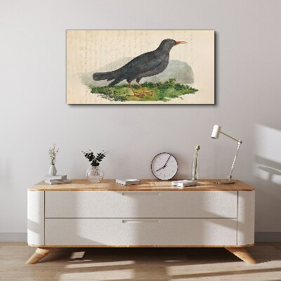 Canvas schilderij Een vogel op een groene achtergrond