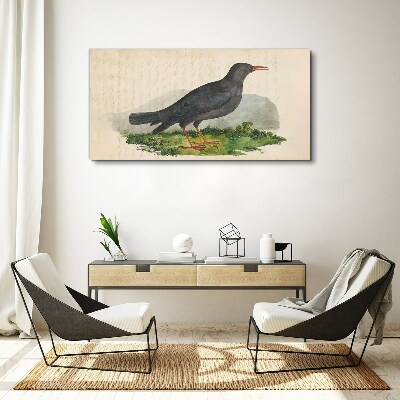 Canvas schilderij Een vogel op een groene achtergrond