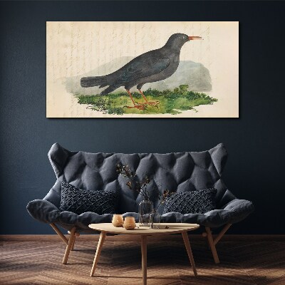 Canvas schilderij Een vogel op een groene achtergrond