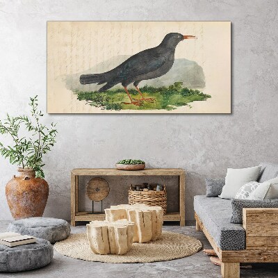 Canvas schilderij Een vogel op een groene achtergrond