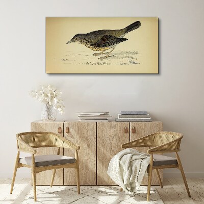 Schilderij op doek Een vogel op een beige achtergrond