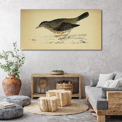 Schilderij op doek Een vogel op een beige achtergrond