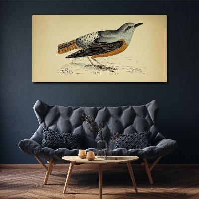 Canvas schilderij Een vogel in pasteltinten