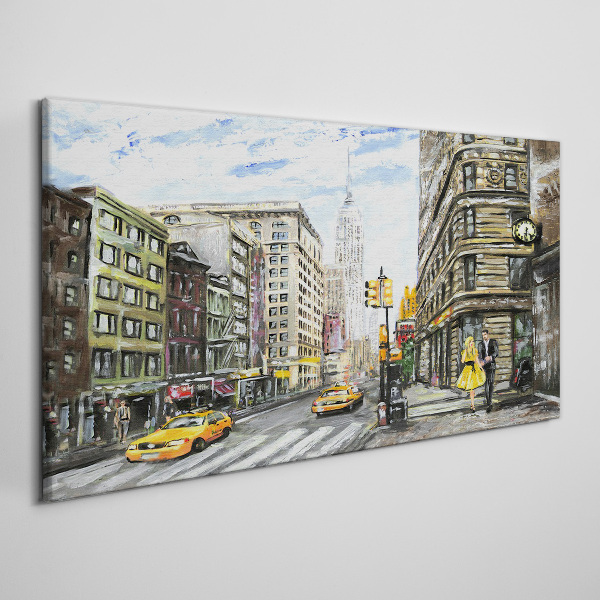 Foto op canvas New Yorkse straat met gele taxi's