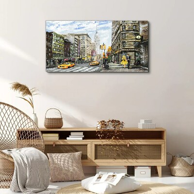 Foto op canvas New Yorkse straat met gele taxi's