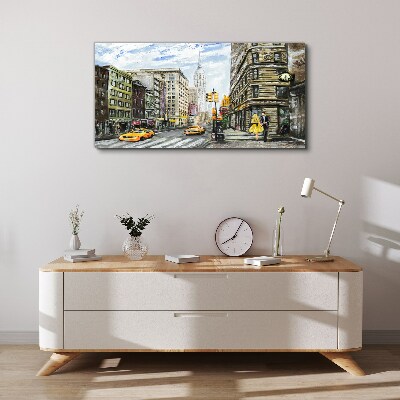 Foto op canvas New Yorkse straat met gele taxi's