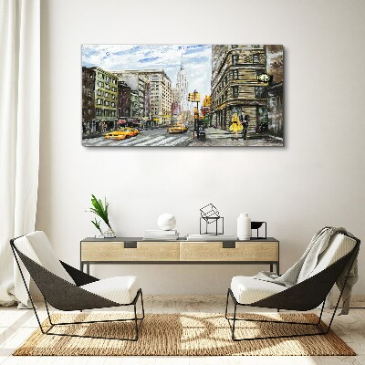 Foto op canvas New Yorkse straat met gele taxi's