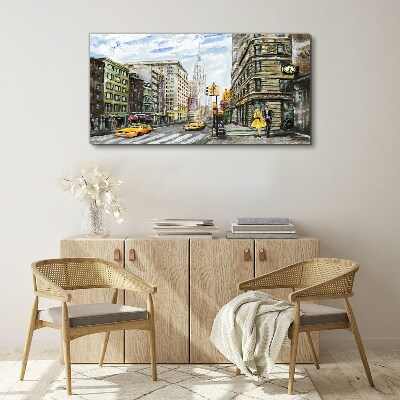 Foto op canvas New Yorkse straat met gele taxi's