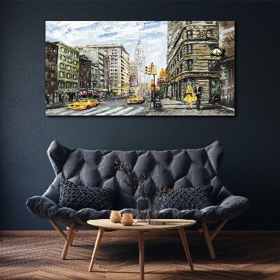 Foto op canvas New Yorkse straat met gele taxi's