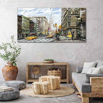 Foto op canvas New Yorkse straat met gele taxi's