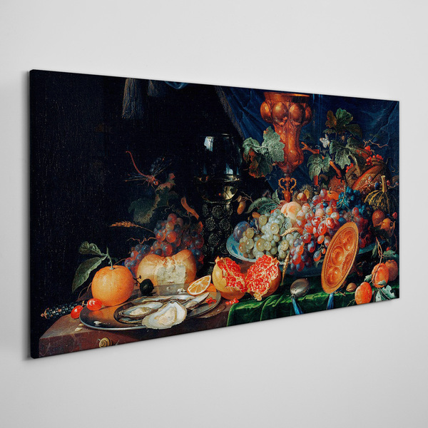 Foto op canvas Stilleven met fruit en schelpen