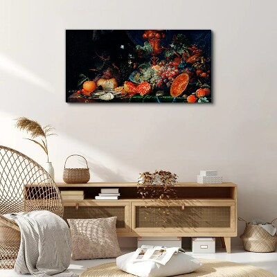 Foto op canvas Stilleven met fruit en schelpen