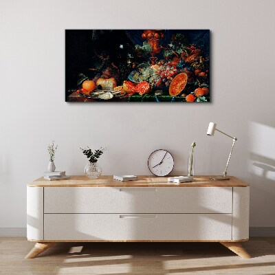 Foto op canvas Stilleven met fruit en schelpen