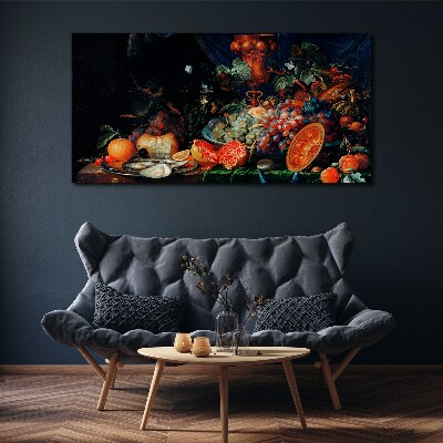 Foto op canvas Stilleven met fruit en schelpen