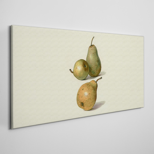 Canvas schilderij Drie peren op een lichte achtergrond