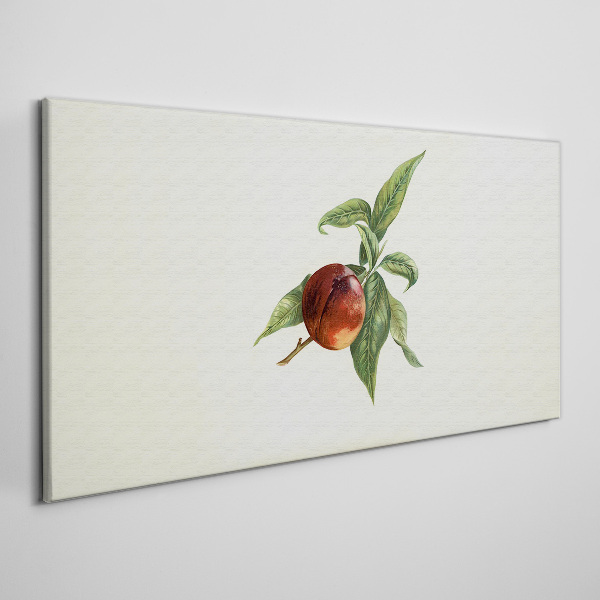 Canvas schilderij Een appel tegen een achtergrond van bladeren