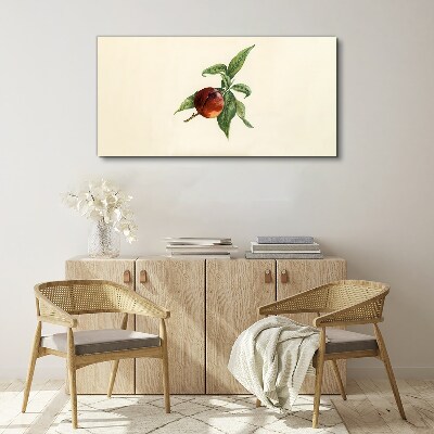 Canvas schilderij Een appel tegen een achtergrond van bladeren