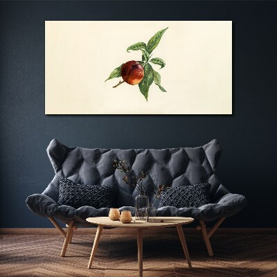 Canvas schilderij Een appel tegen een achtergrond van bladeren