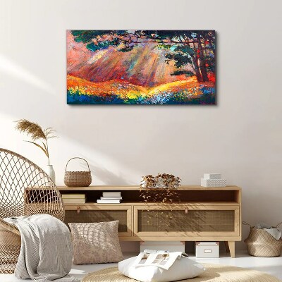 Foto op canvas Gouden stralen in het zomerlandschap