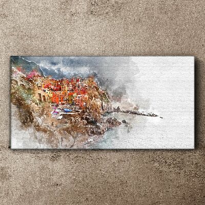 Foto op canvas Een kleurrijk stadje aan zee