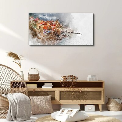 Foto op canvas Een kleurrijk stadje aan zee