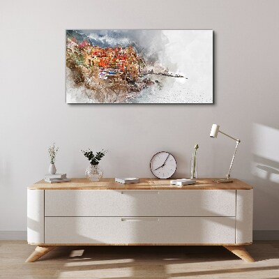 Foto op canvas Een kleurrijk stadje aan zee