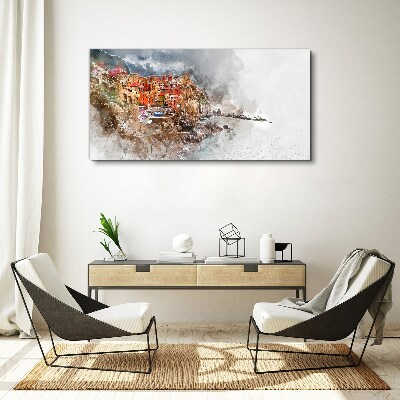 Foto op canvas Een kleurrijk stadje aan zee