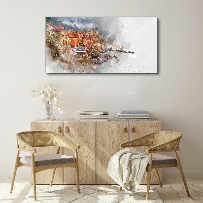 Foto op canvas Een kleurrijk stadje aan zee