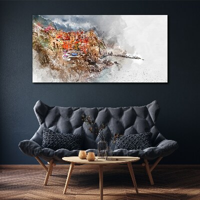 Foto op canvas Een kleurrijk stadje aan zee