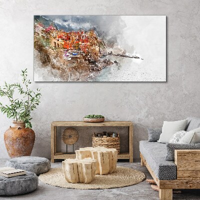 Foto op canvas Een kleurrijk stadje aan zee