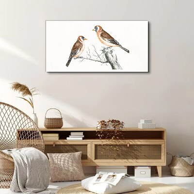 Foto op canvas Twee vogels op een tak