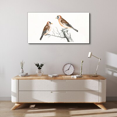 Foto op canvas Twee vogels op een tak