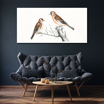 Foto op canvas Twee vogels op een tak