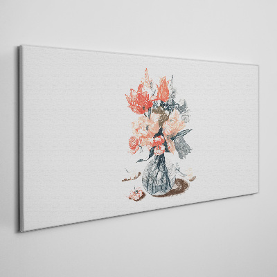 Canvas schilderij Bloemenboeket in een vaas