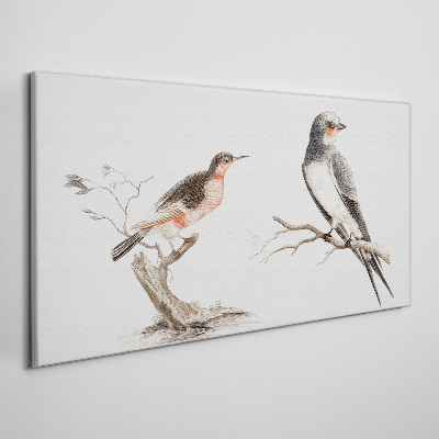 Canvas schilderij Vogels op de takken
