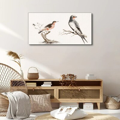 Canvas schilderij Vogels op de takken