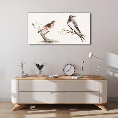 Canvas schilderij Vogels op de takken