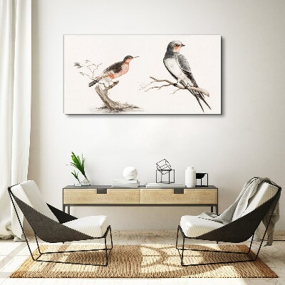 Canvas schilderij Vogels op de takken