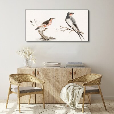 Canvas schilderij Vogels op de takken