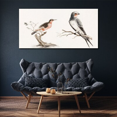 Canvas schilderij Vogels op de takken