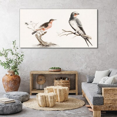 Canvas schilderij Vogels op de takken