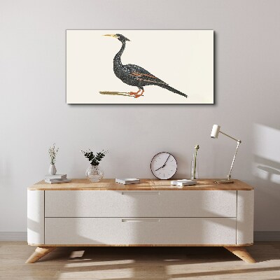 Foto op canvas Zwarte vogel op een witte achtergrond